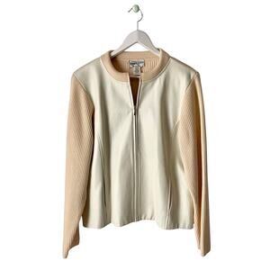 Pendleton Leather And Wool Zip-Up Sweater Jacket Size Large